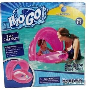 4309 Baby Pool Float H2OGo! Baby Care Seat Ages 1-2 safe Swimming w Canopy pink